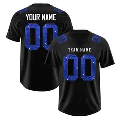 Black White Sequin Lettering Football Jersey 1