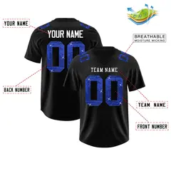 Black White Sequin Lettering Football Jersey 2