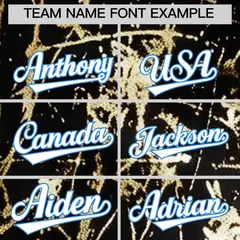 Black White Shiny Gold Cracked Foil Hip Hop Baseball Jersey 4