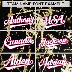 Black White Shiny Gold Cracked Foil Hip Hop Baseball Jersey 4