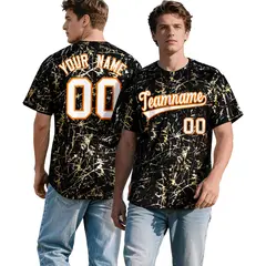 Black White Shiny Gold Cracked Foil Mesh Baseball Jersey