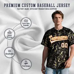 Black White Shiny Gold Cracked Foil Mesh Baseball Jersey 3