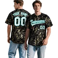 Black White Shiny Gold Cracked Foil Mesh Baseball Jersey
