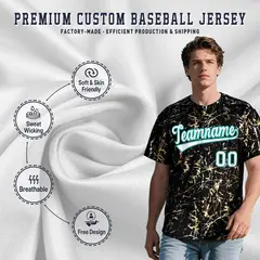 Black White Shiny Gold Cracked Foil Mesh Baseball Jersey 3