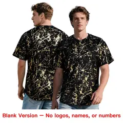 Black White Shiny Gold Cracked Foil Mesh Baseball Jersey 7