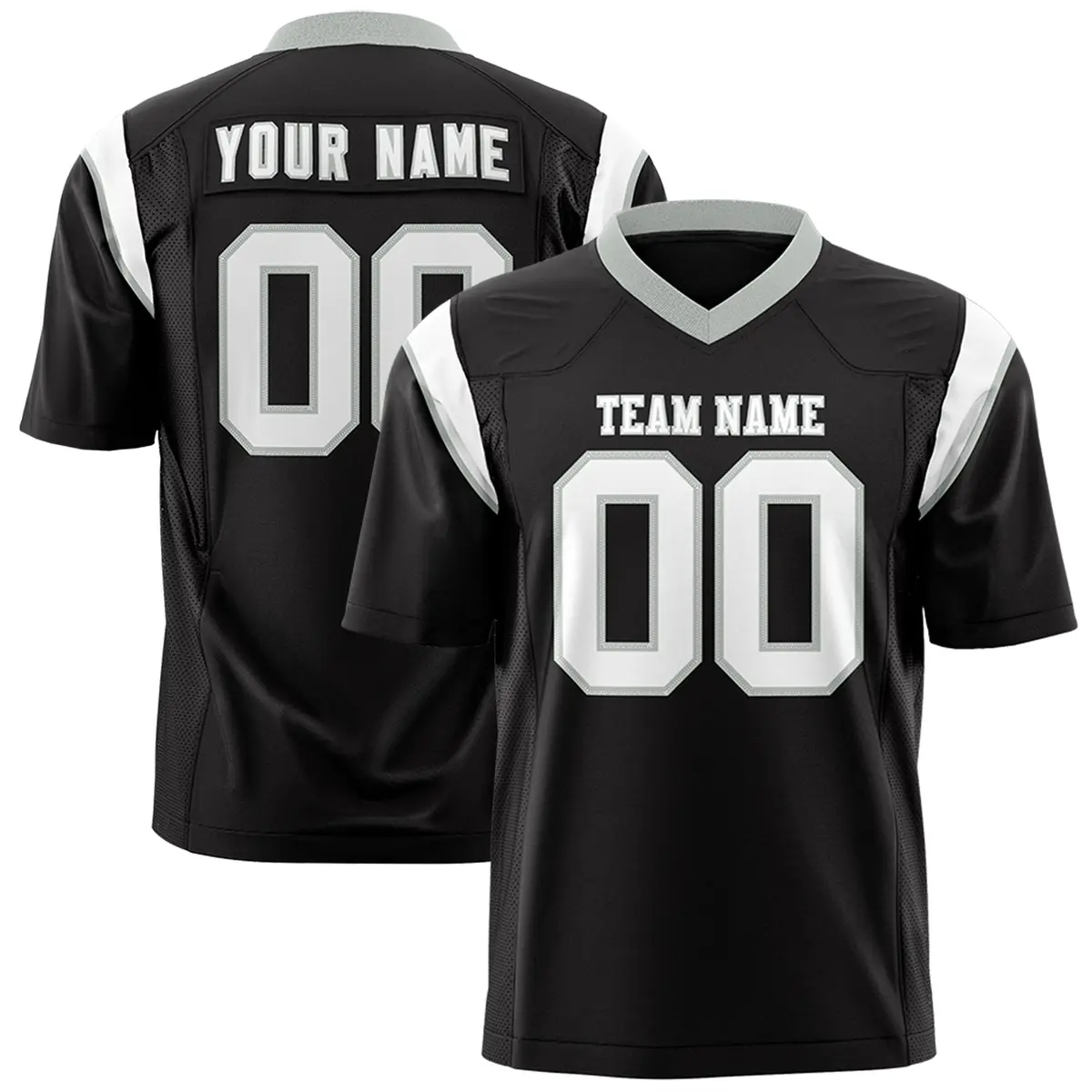 Black White Shoulder Cut Two-Tone Flag Football Jersey