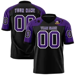 Black White Shoulder Star Pattern Flag Football Jersey