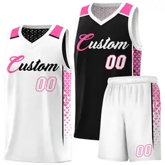 Black White Side Gradient Double Side Basketball Jersey 1