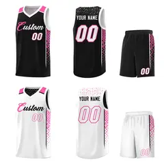 Black White Side Gradient Double Side Basketball Jersey 2
