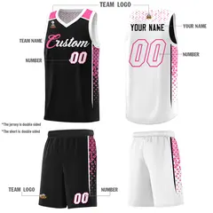 Black White Side Gradient Double Side Basketball Jersey 3