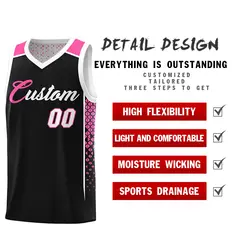 Black White Side Gradient Double Side Basketball Jersey 4