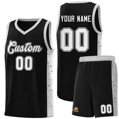 Black White Side Splash Sports Basketball Jersey