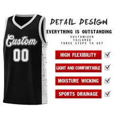 Black White Side Splash Sports Basketball Jersey 5