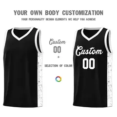 Black White Side Splash Sports Basketball Jersey 3