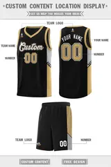 Black White Side Stripe Fashion Basketball Uniform Jersey 2