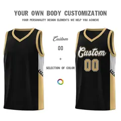 Black White Side Stripe Fashion Basketball Uniform Jersey 3