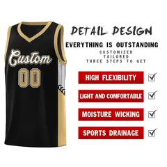 Black White Side Stripe Fashion Basketball Uniform Jersey 5