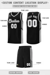 Black White Side Stripe Fashion Basketball Uniform Jersey 2