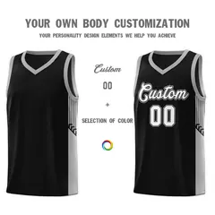 Black White Side Stripe Fashion Basketball Uniform Jersey 3