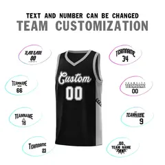 Black White Side Stripe Fashion Basketball Uniform Jersey 4
