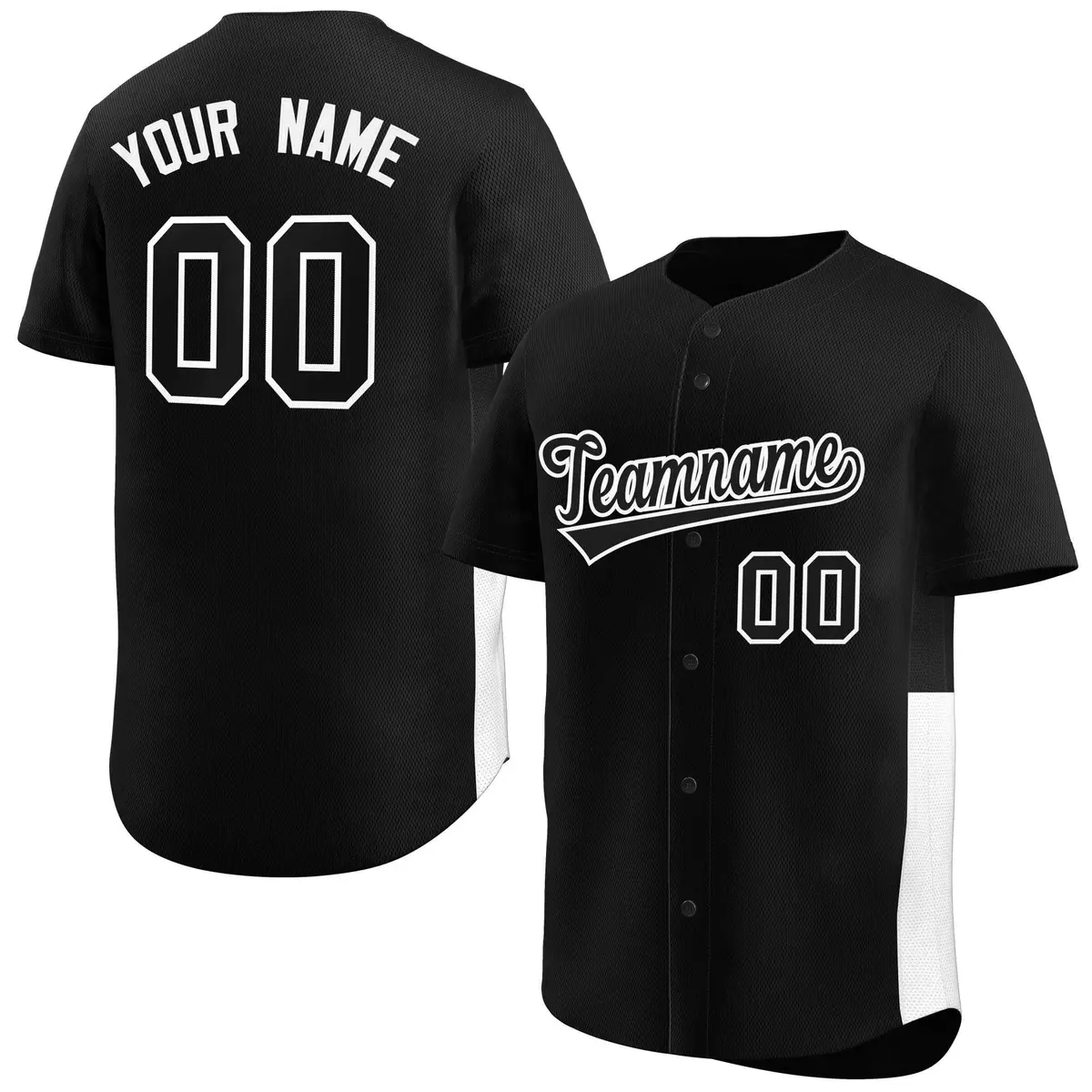 Black White Side Two-Tone Authentic Baseball Jersey