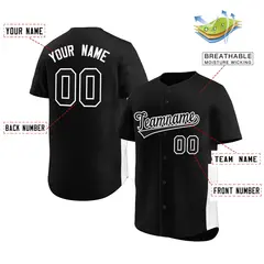 Black White Side Two-Tone Authentic Baseball Jersey 2
