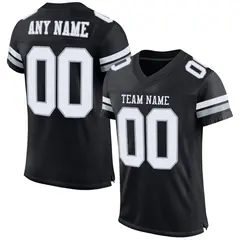 Black White-Silver Classic Style Mesh Football Jersey 1