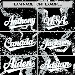 Black White Silver Graffiti Star Ink Texture Baseball Jersey 3
