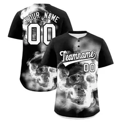 Black White Skeleton Graffiti Baseball Jersey