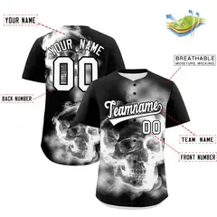 Black White Skeleton Graffiti Baseball Jersey 2