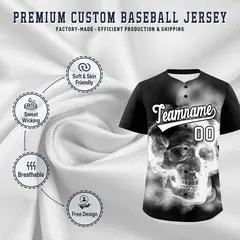 Black White Skeleton Graffiti Baseball Jersey 4