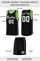 Black White Sleeve Color Block Classic Basketball Jersey 2