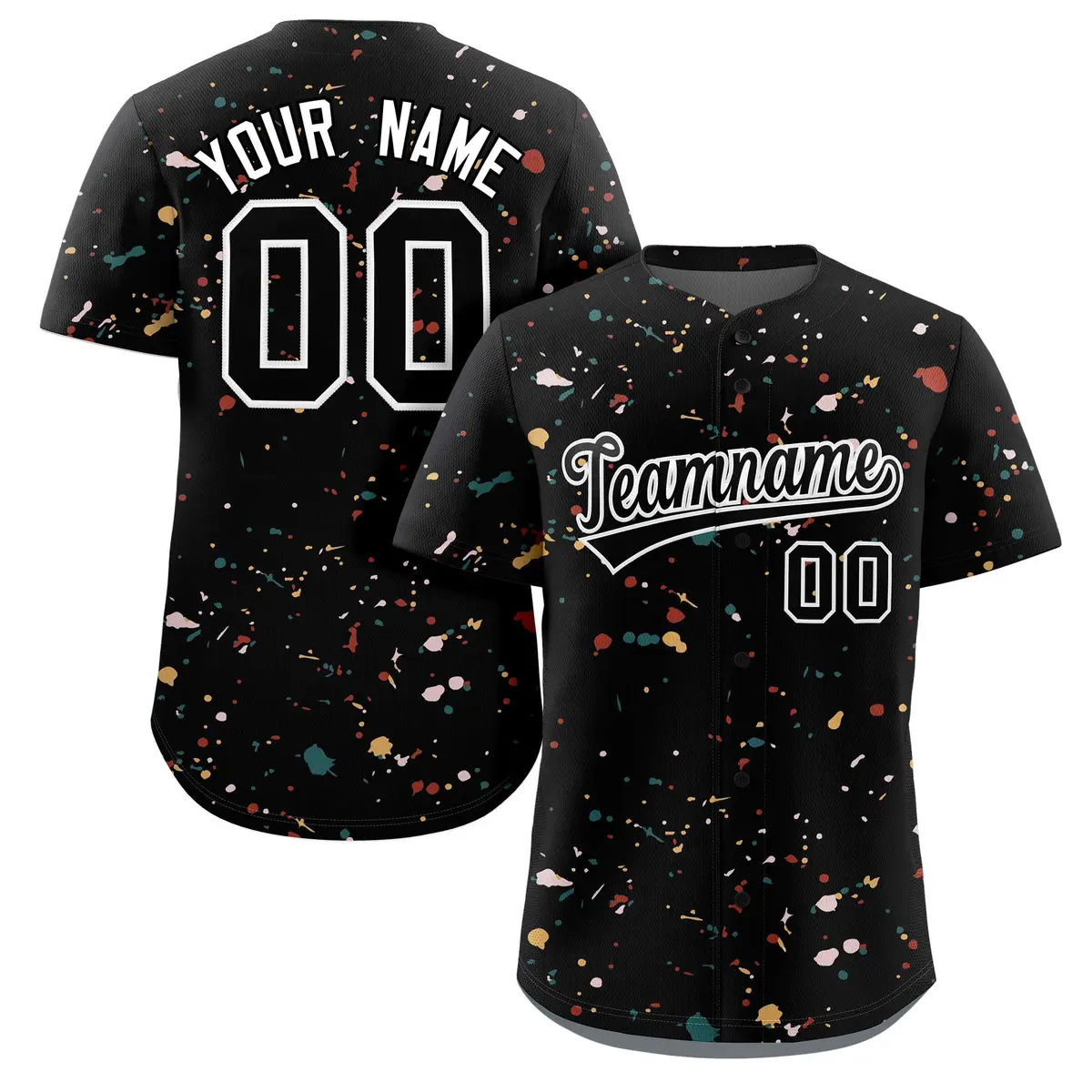 Black White Splash Graffiti Striped Baseball Jersey