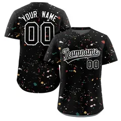 Black White Splash Graffiti Striped Baseball Jersey