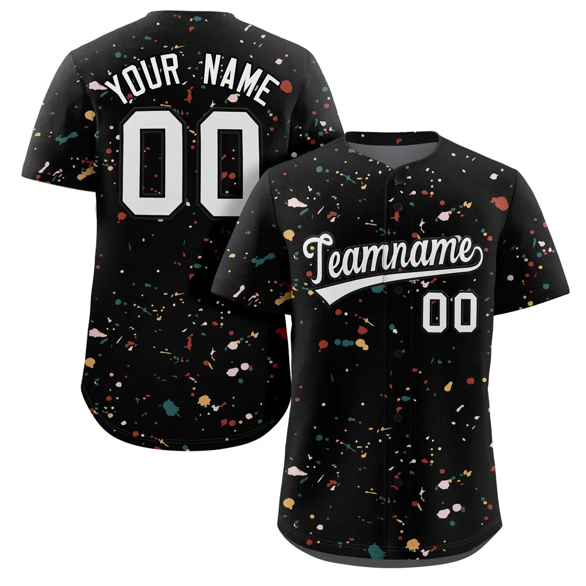 Black White Splash Graffiti Striped Baseball Jersey