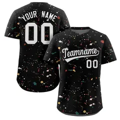 Black White Splash Graffiti Striped Baseball Jersey