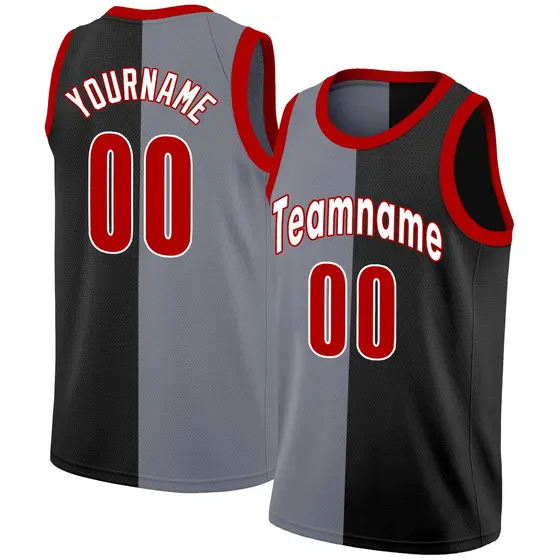 Black White Split Fashion Basketball Jersey