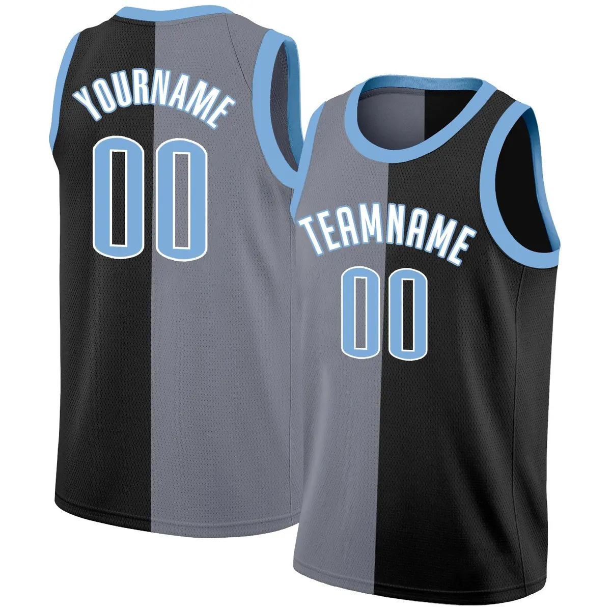 Black White Split Fashion Basketball Jersey