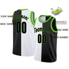 Black White Split Fashion Basketball Jersey 2
