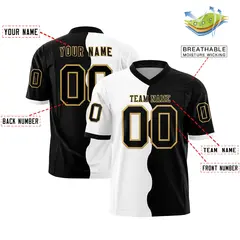 Black White Split Fashion Mesh Football Jersey 2