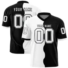 Black White Split Fashion Mesh Football Jersey