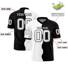 Black White Split Fashion Mesh Football Jersey 2