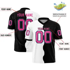 Black White Split Fashion Mesh Football Jersey 2
