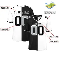 Black White Split Two Tone Authentic Football Jersey 2