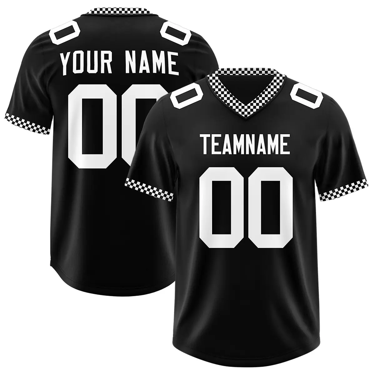 Black White Square Neckline Football Jersey