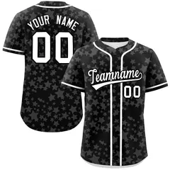Black White Star Graffiti Authentic Baseball Jersey