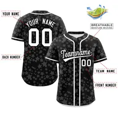Black White Star Graffiti Authentic Baseball Jersey 2