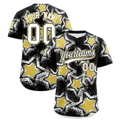 Black White Star Graffiti Baseball Jersey 1