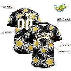 Black White Star Graffiti Baseball Jersey 2