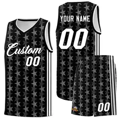 Black White Star Graffiti Sports Uniform Basketball Jersey 1